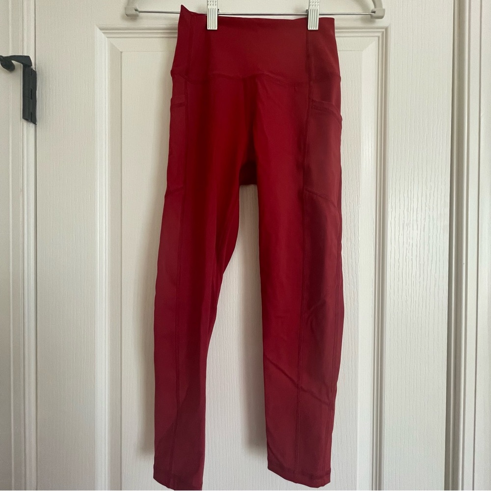 ZYIA Active | Red | High Rise Leggings 7/8 24” | Pockets | Sz 2 | EUC